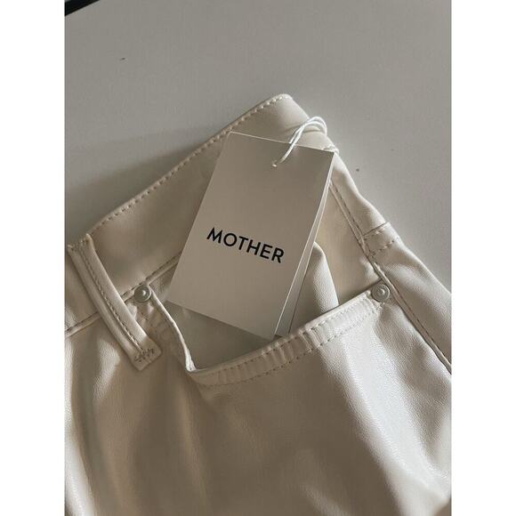 Mother Super Swooner Faux Leather Cream Ivory Skinny‎ Pants Size 34 NWT - Picture 11 of 15